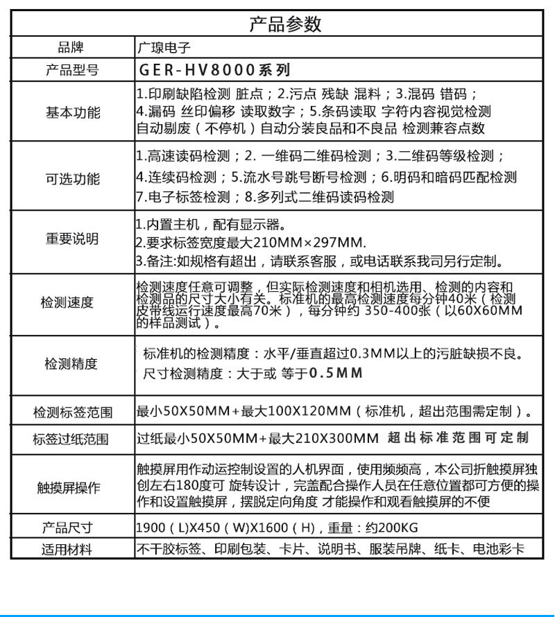 吊牌檢測設備配置
